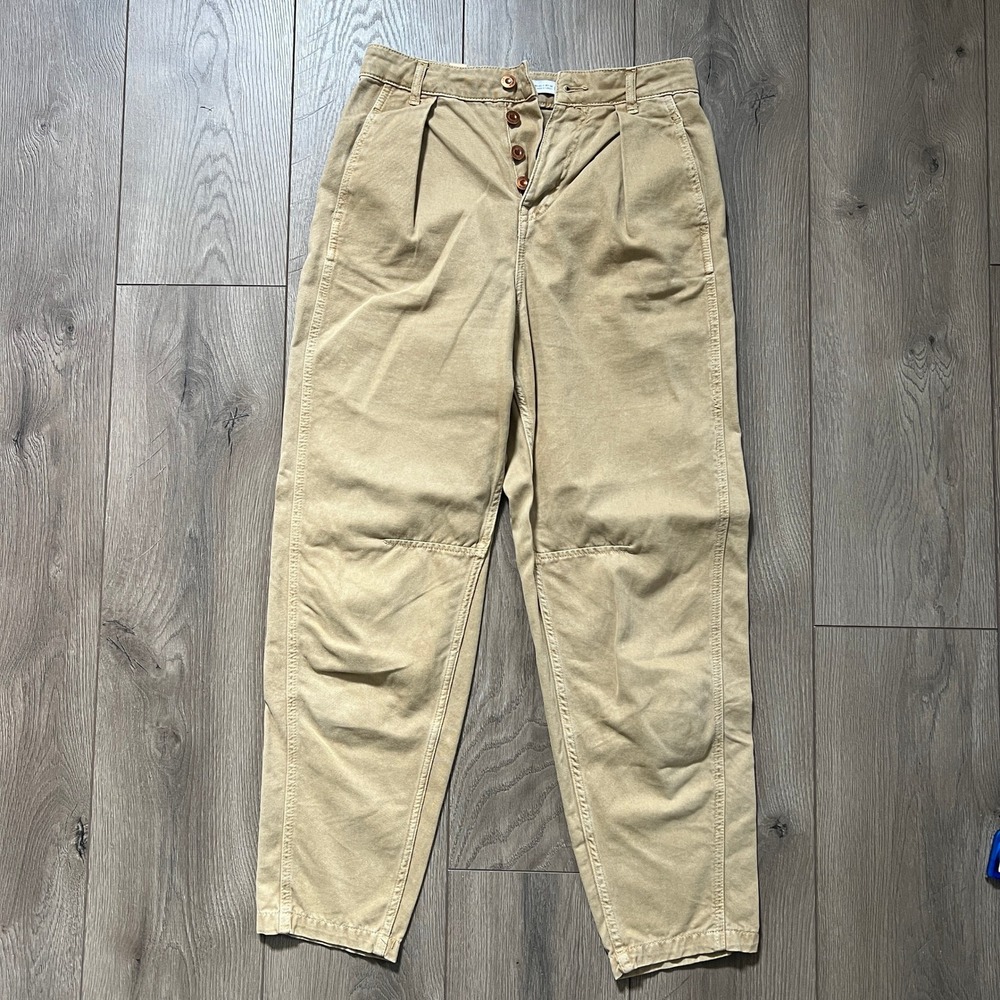 Zara High Waist Khaki Cargo Pants Button Fly Womens 2 - Picture 5 of 5